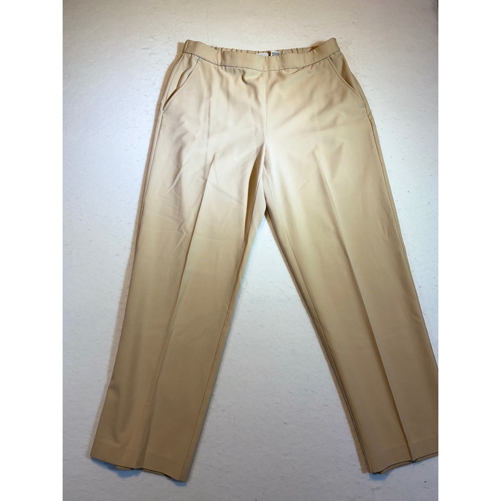 Kim Rogers Petite Women's Beige Elastic Waist Straight Leg Casual Pants 10P